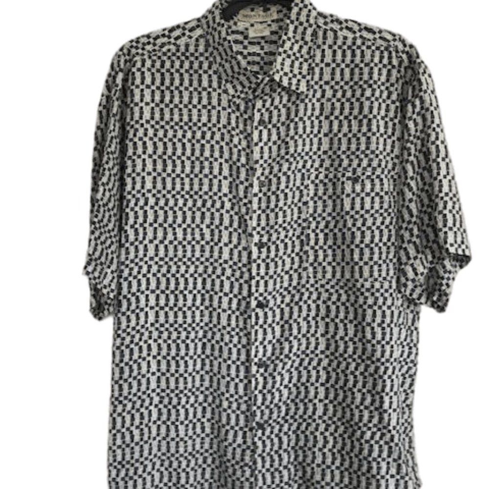 Montage Pour Homme Men's 100% Silk  Short Sleeve Shirt - Like New!